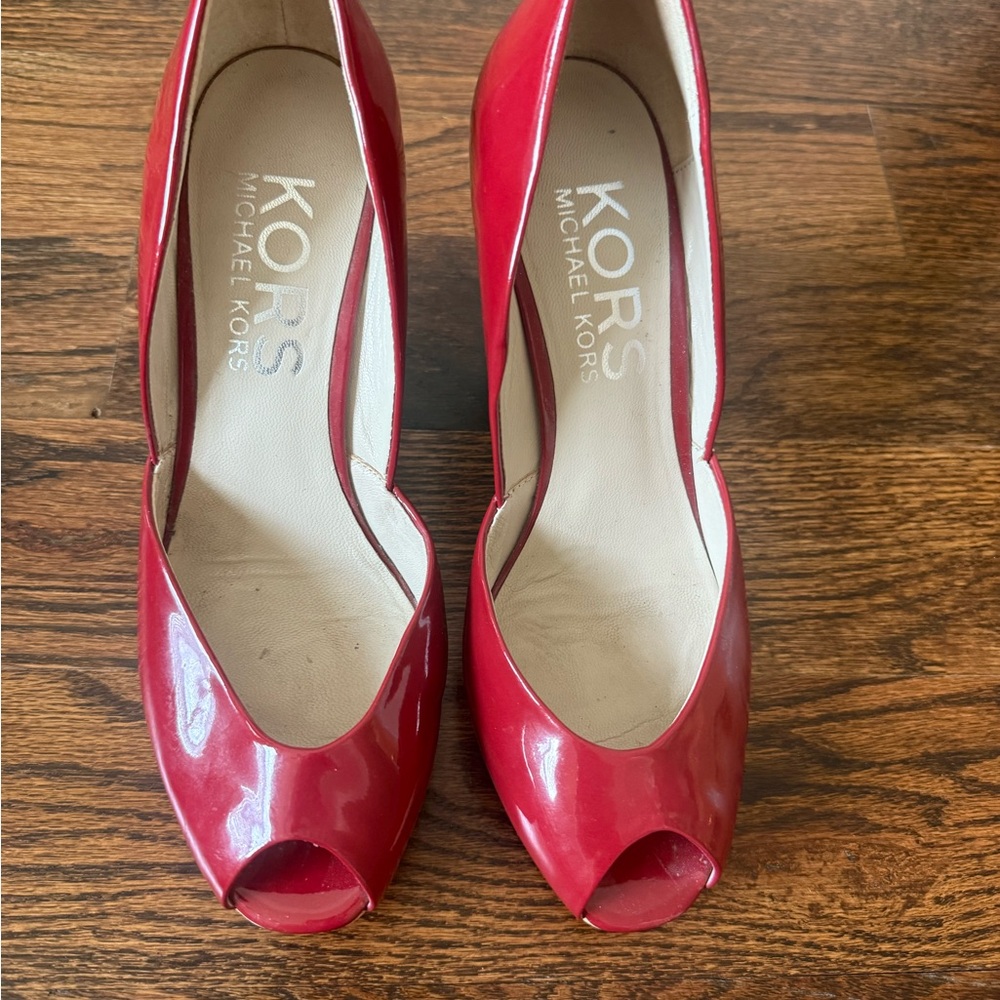 Michael Kors Vibrant Red Peep Toe Heels